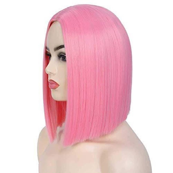 Light Pink Wig Short Straight Bob - Picture 7 of 7